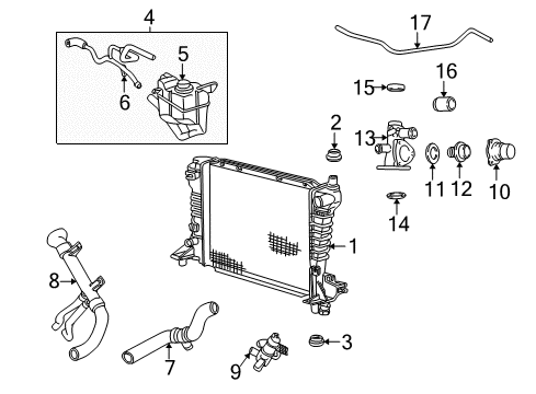 2005 Lincoln LS Radiator & Components Auxiliary Pump Diagram for 5W4Z-18D473-A