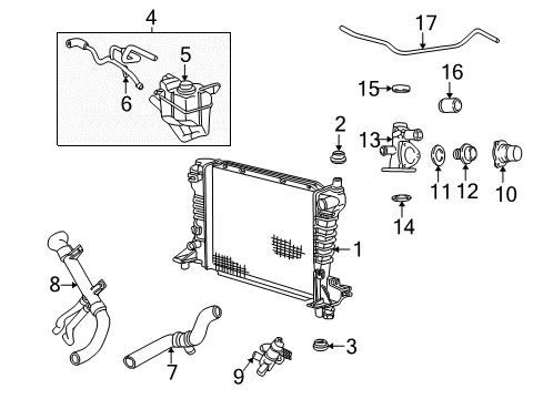 2005 Lincoln LS Radiator & Components Thermostat Housing Diagram for 3W4Z-8548-AD