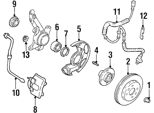 2000 Kia Sephia Anti-Lock Brakes Sensor-Speed, Abs Diagram for 0K2A343711A
