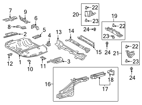 2019 Lexus UX250h Rear Body - Floor & Rails Pan, RR Floor Diagram for 58311-76020