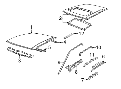 2001 Nissan Frontier Roof & Components Weatherstrip-Roof Drip, RH Diagram for 76842-9Z301