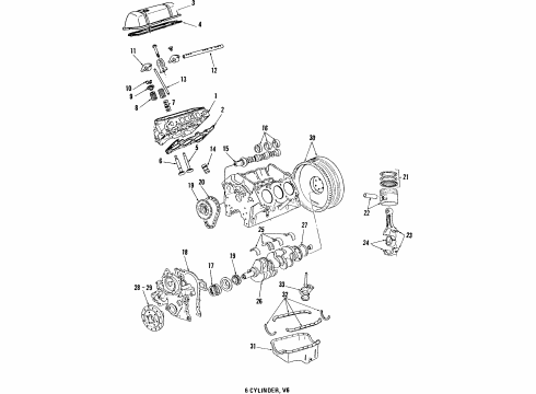 1984 Chevrolet Impala Engine Parts, Mounts, Cylinder Head & Valves, Camshaft & Timing, Oil Pan, Oil Pump, Crankshaft & Bearings, Pistons, Rings & Bearings Mount Diagram for 14082803