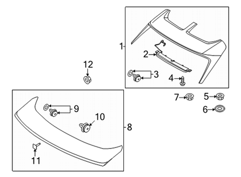 2022 Hyundai Ioniq 5 Rear Spoiler Nut Diagram for 59739-3M000