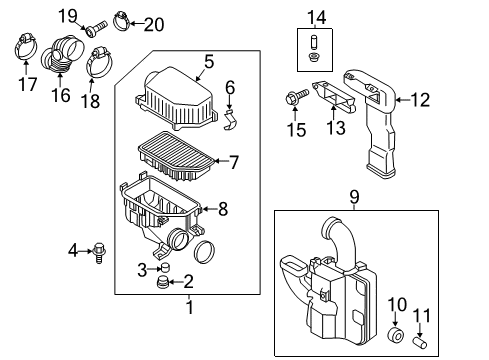 2014 Hyundai Accent Filters Duct Assembly-Air Diagram for 28210-1R100