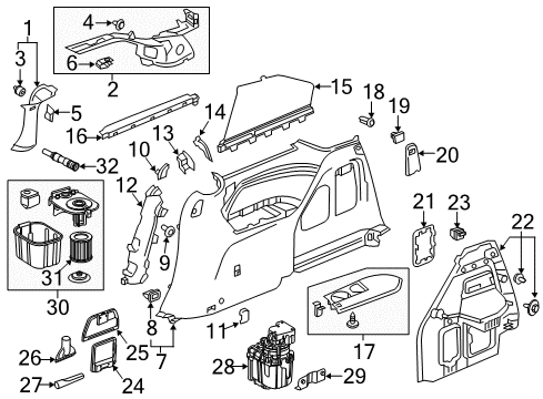 2019 Honda Odyssey Interior Trim - Side Panel Lid Assy., L. RR. Side Lining Vacuum *NH900L* (DEEP BLACK) Diagram for 84675-THR-A01ZA