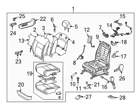 2014 Toyota Land Cruiser Passenger Seat Components Seat Back Panel Diagram for 71705-60340-A1