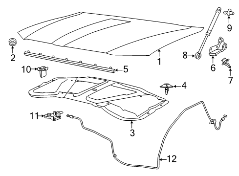 2018 Chrysler 300 Hood & Components Cable-Hood Latch Diagram for 1PS72LC5AC