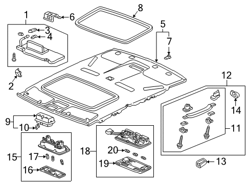 2000 Acura RL Interior Trim - Roof Holder, Sunvisor (Light Quartz Gray) Diagram for 88217-SP0-000ZE