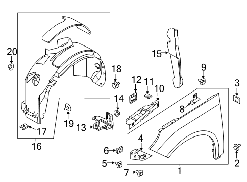 2016 Ford Focus Fender & Components Fender Liner Diagram for G1EZ-16102-A