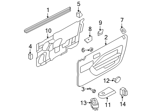 2008 Ford Mustang Door & Components Door Trim Panel Grommet Diagram for 7R3Z-63220A50-AC