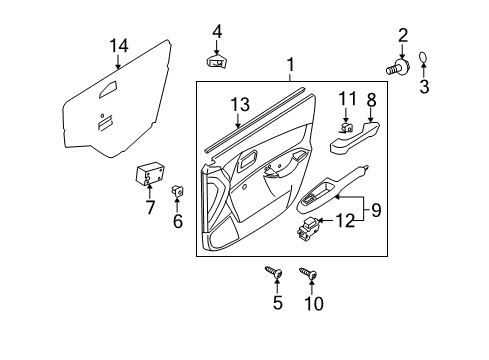 2007 Kia Rio5 Interior Trim - Front Door Power Window Main Switch Assembly Diagram for 935701G211
