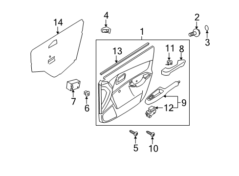 2007 Kia Rio5 Interior Trim - Front Door Power Window Sub Switch Assembly Diagram for 935811G001