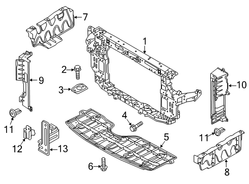 2020 Kia Sedona Radiator Support, Splash Shields Guard-Air, LH Diagram for 29136A9000