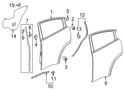 2016 Honda HR-V Rear Door Sub Seal, L RR Doo Diagram for 72864-T7W-A01