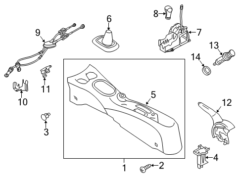 2015 Nissan Versa Note Parking Brake Console Floor BRN Diagram for 96910-9KF9A