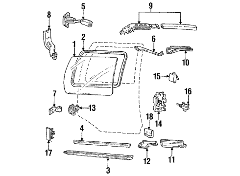 1993 Chevrolet Lumina APV Side Loading Door - Glass & Hardware Cylinder Pkg-Front Side Door Lock (Uncoded) Diagram for 12506207