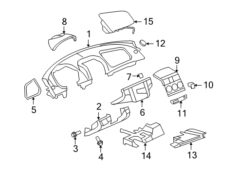 2007 Saturn Sky Cluster & Switches, Instrument Panel Lower Trim Diagram for 15903999