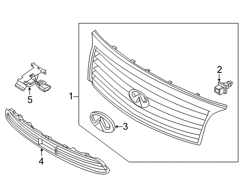 2013 Infiniti QX56 Parking Aid Radiator Grille Emblem Diagram for 62890-1BA1A