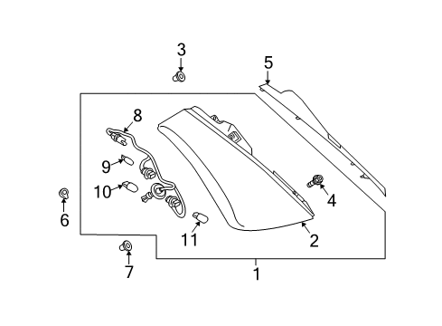 2005 Nissan Murano Bulbs Lamp Assembly-Rear Combination, RH Diagram for 26550-CA025