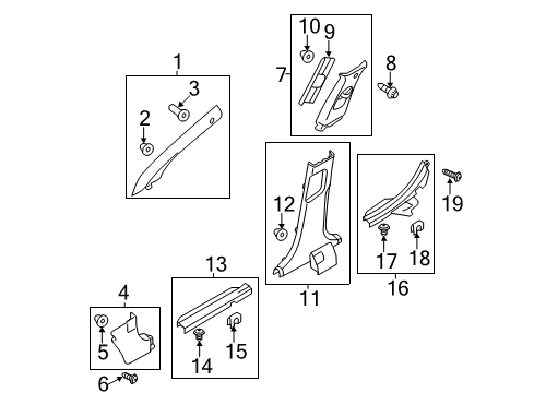 2012 Hyundai Sonata Interior Trim - Pillars, Rocker & Floor Trim Assembly-Front Pillar LH Diagram for 85810-4R000-YDA