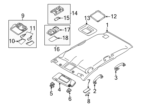 2013 Nissan Murano Interior Trim - Roof Lamp Assembly Map Diagram for 26430-3YR1A