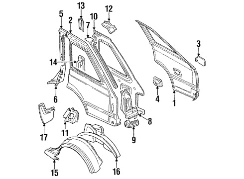 1985 Nissan Sentra Quarter Panel & Components WEATHERSTRIP Side Window Diagram for 83330-21A00