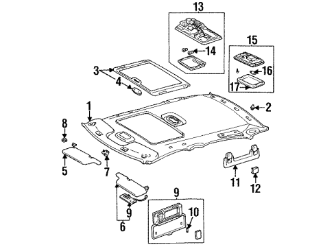 1998 Toyota Avalon Sunroof Map Lamp Assembly Diagram for 81260-AC030-A0