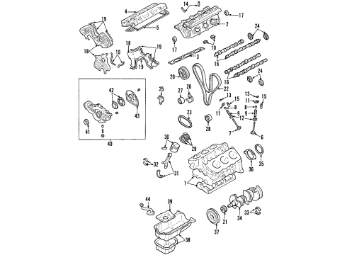 2007 Kia Optima Engine Parts, Mounts, Cylinder Head & Valves, Camshaft & Timing, Oil Cooler, Oil Pan, Oil Pump, Crankshaft & Bearings, Pistons, Rings & Bearings Bearing Pair Set-Crank shaft Diagram for 2102037200