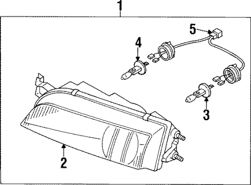 1997 Nissan 240SX Bulbs Headlamp Housing Assembly, Passenger Side Diagram for 26025-81F00