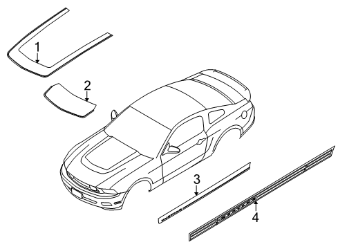 2010 Ford Mustang Stripe Tape Stripe Package Diagram for AR3Z-6320000-AF