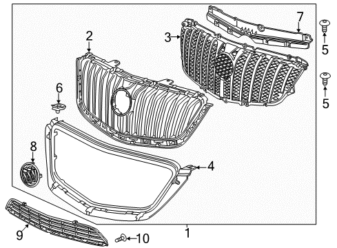 2014 Buick Encore Grille & Components Lower Grille Diagram for 42334417