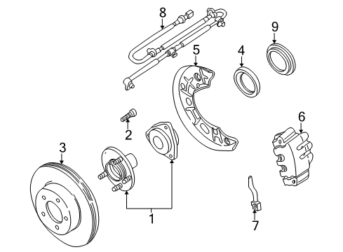 1996 Ford Explorer Front Brakes Shock Diagram for 5U2Z-18V124-NA