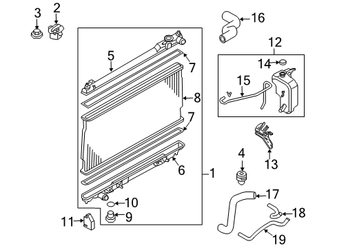 2010 Infiniti M45 Radiator & Components Radiator Reservoir Tank Assembly Diagram for 21710-EH00A