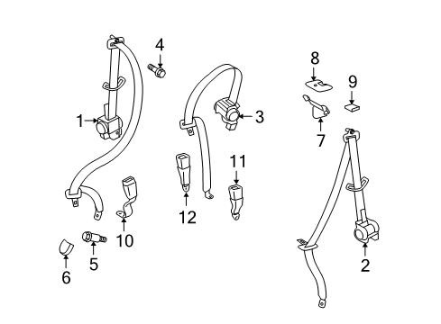 2018 Toyota 4Runner Seat Belt Buckle Diagram for 73230-35870-A0