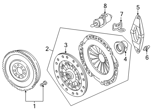 2006 BMW 550i Clutch & Flywheel Dual-Mass Flywheel With Clutch Diagram for 21207562945