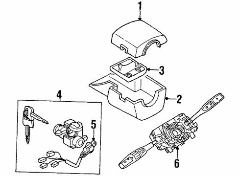 1997 Kia Sportage Ignition Lock Steering Locking Key Subset, Right Diagram for 0K04M76990