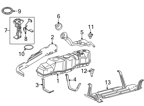 2006 Lincoln Mark LT Fuel Supply Fuel Pump Diagram for 8L3Z-9H307-R