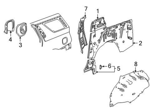 2022 GMC Yukon XL Inner Components - Quarter Panel Inner Reinforcement Diagram for 84648309