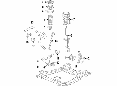 2015 Honda CR-V Front Suspension Components, Lower Control Arm, Stabilizer Bar Bush, Stabilizer Holder Diagram for 51306-T1W-A01