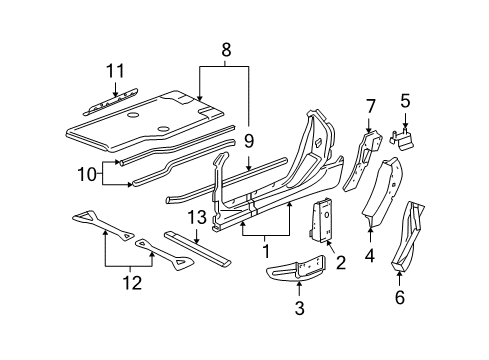 2007 Chevrolet Corvette Aperture Panel, Floor, Hinge Pillar, Lock Pillar Aperture Panel Diagram for 25946361