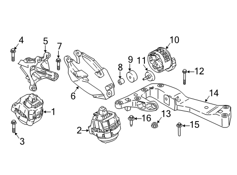 2018 BMW X3 Engine & Trans Mounting Engine Mount Bracket Left Diagram for 22116861565