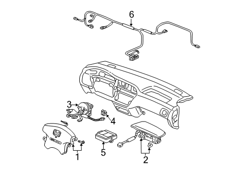 2000 Honda Odyssey Air Bag Components Reel Assembly, Cable Diagram for 77900-S0X-A21