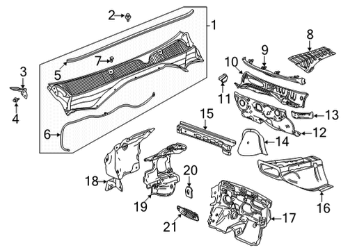 2021 Chevrolet Trailblazer Cowl Insulator Diagram for 60003078