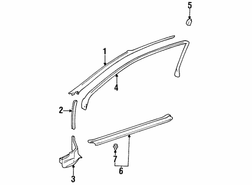 1999 Toyota Celica Interior Trim - Pillars, Rocker & Floor GARNISH, Front Pillar Diagram for 62212-20260-C0