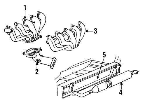 1993 Dodge Viper Exhaust Components Left Exhaust Manifold Diagram for 5245611