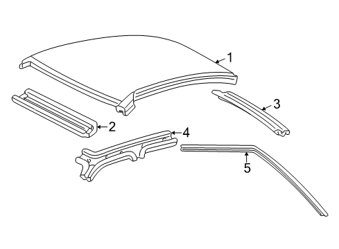 2004 Mercury Marauder Roof & Components Inner Rail Diagram for 3W7Z-5451181-AA