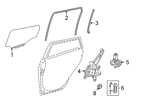 2009 Toyota Matrix Front Door Guide Channel Diagram for 67407-02060