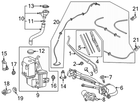 2022 Lexus NX350h Wiper & Washer Components Weatherstrip Hood Nozzle Diagram for 85381-47090