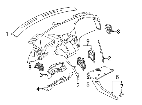 2016 Infiniti Q50 Cluster & Switches, Instrument Panel Lid-Cluster Diagram for 68240-4GF0A