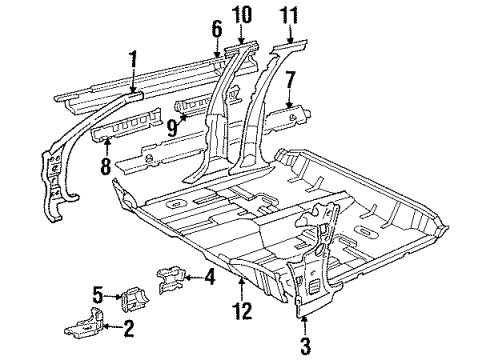 1993 Cadillac Fleetwood Center Pillar, Hinge Pillar, Rocker, Floor Insert- Sill Plate Rear Door *Black Diagram for 20460027